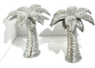 Lenox China British Colonial Salt & Pepper Palm Trees Silver Plated