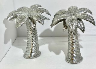 Lenox China British Colonial Salt & Pepper Palm Trees Silver Plated 2