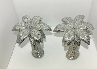 Lenox China British Colonial Salt & Pepper Palm Trees Silver Plated 3