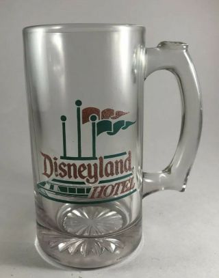 Vintage Disneyland Hotel Clear 5 1/2 " Ribbed Glass Mug Cup Beer Mug Style