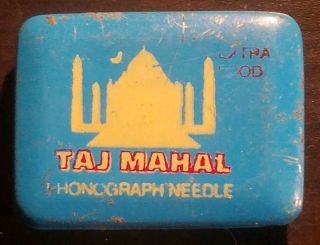 Gramophone Phonograph Needle Tin,  Taj Mahal Light Blue