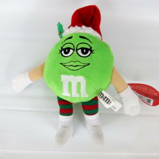 Toy Factory Miss Green M&m Candy Christmas Plush Santa Hat 9 "
