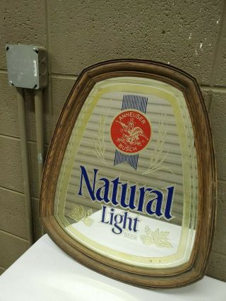 Vintage 80s Anheuser Busch Natural Light Beer Sign Bar Mirror (d31)