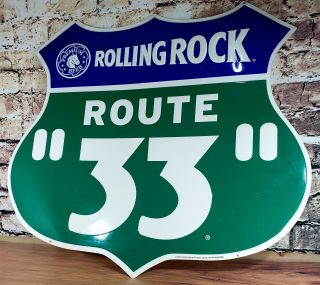 Rolling Rock Extra Pale " Route 33 " Metal Bar Sign Advertising 21 " X 21 " Rare