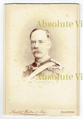Military Cabinet Photo Officer In Uniform Lambert Weston Studio Folkestone 1880s