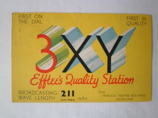 Qsl Card From Radio Station 3xy Melbourne Australia 1955