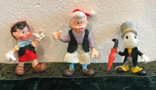 Vintage Christmas Disney Kurt Adler Pinocchio Geppetto Jiminy Cricket Ornaments