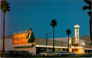 C1960s The Palladium,  Night View,  Lawrence Welk,  Hollywood,  California Postcard