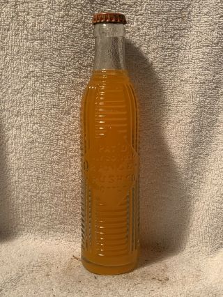 Full 7oz Orange Crush Embossed Ribbed Soda Bottle