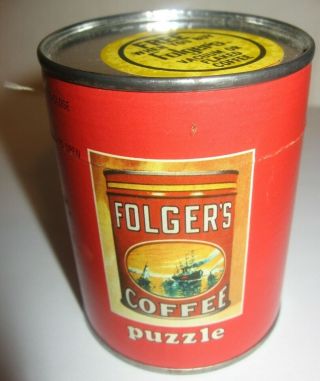 Vintage Folger ' s Coffee Promo Jig Saw Puzzle Can Ship Graphic 2