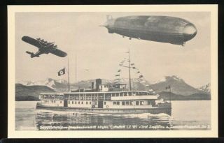 Graf Zeppelin Dornier Do X Flying Boat Steamship 1920s German Postcard