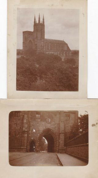 2 Old Photo Bridlington Yorkshire Buildings Priory Church Gate 1910s F7