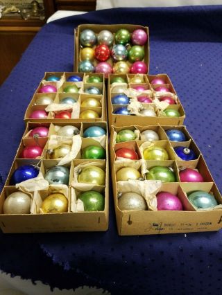 Christmas Ornament Glass Ball Vintage Japan Small Box 2 1.  25 " Dia.