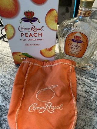 Crown Royal Peach Empty Bottle,  Bag And Box 750ml Limited Edition.  3 Available
