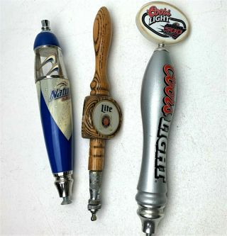 3 Vintage Beer Tap Handles - Daytona 500 Nascar Coors Light,  Miller,  & Natural