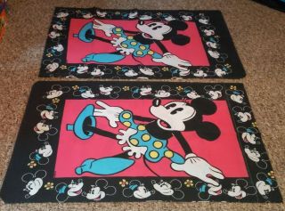 Vintage Disney Minnie Mouse Standard Size Pillowcase Set Of 2 Black & Pink