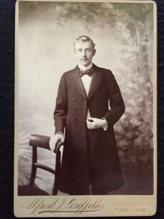 Cabinet Card Of A Young Man With Bow Tie By Griffiths Of Honiton