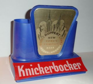 VINTAGE RUPPERT / KNICKERBOCKER - BEER FOAM SCRAPER HOLDER / BACK BAR DISPLAY 2