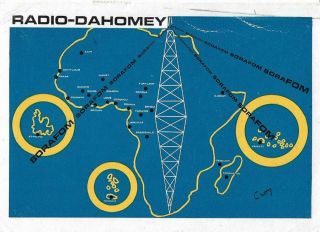1960 Qsl: Radio Dahomey,  Cotonou,  French West Africa (sorafom - Card)
