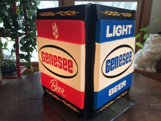 Vintage 1970’s Genesee Beer Lighted Sign 4 Sided Hanging Bar Light Pool