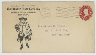 Mr Fancy Cancel 2c Env Illustrated Ad Cover For The Quaker Oats Co 1908