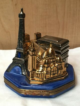 Limoges Trinket Box Porcelain Hinged Vintage Rare Numbered Paris Landmarks