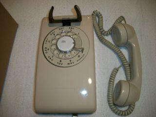 Vintage Beige Rotary Dial Wall Telephone - No Id