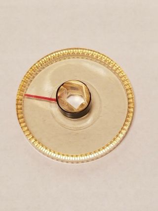 Vintage Mid - Century 1 7/16 " Gold Plastic Knob With Red Line Radio/tv/phonograph