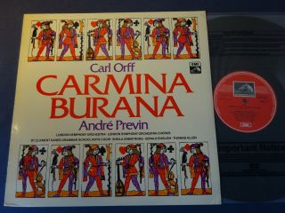 Carl Orff - Carmina Burana Lp,  London S/o,  Andre Previn,  Emi Asd 3117