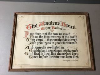 Major Bowes Amateur Hour Radio Show (1936) Hand Colored Lithograph Of A Poem