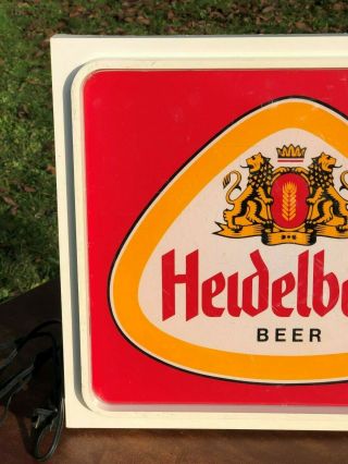Vintage 1970 ' s Heidelberg Beer Lighted Sign Wall Bar Tavern Pub Rainier Brewing 3