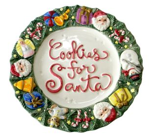 Omnibus Fitz And Floyd Cookies For Santa Plate Ceramic