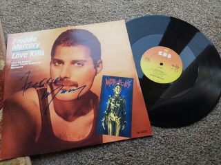 Freddie Mercury 12 " Love Kills Hand Signed By Freddie Mercury Hand Signed