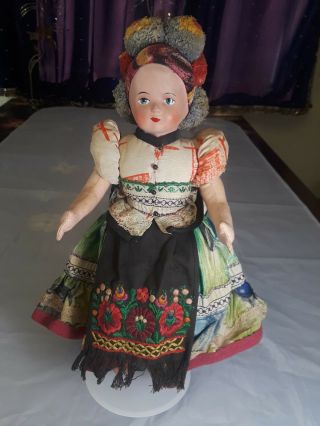Vintage Hungarian Ethnic Cloth Doll Circa 1940 12 "