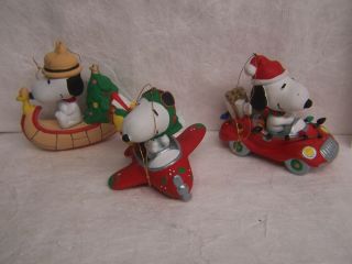 3 Snoopy Kurt Adler Christmas Ornaments