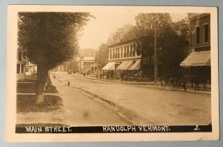 Randolph Vermont Vt Rppc Real Photo Postcard 1911 Main Street