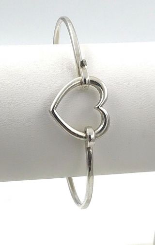 Vintage James Avery.  925 Sterling Silver Open Heart Hooked Bangle Bracelet 6 "