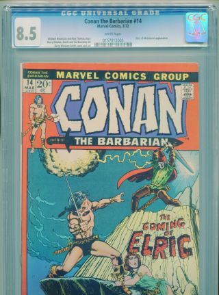 1972 Marvel Conan The Barbarian 14 1st Appearance Elric Cgc 8.  5 White Box9