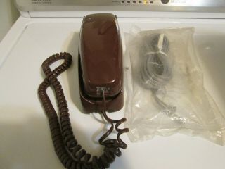 Vintage Western Electric Trimline Brown Wall Phone With Rotary Dial