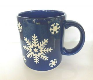 Vintage West Germany Waechtersbach Ceramic Blue White Snowflake Holiday Mug