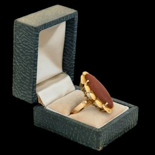 Antique Vintage Art Deco 18k Yellow Gold Goldstone Egyptian Filigree Ring Sz 10