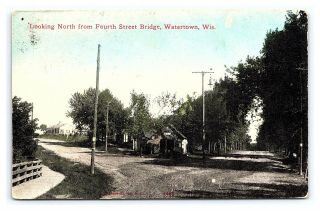 Vintage Postcard Looking North From 4th Street Bridge Watertown Wisconsin D17