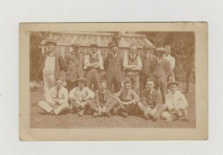 Old Photo Men Workers Group Flat Cap Fashion Garden Greenhouse People D576