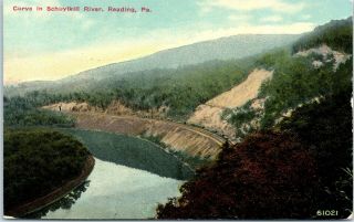 Postcard Pa Schuylkill River Reading Pennsylvania Railroad Tracks Db