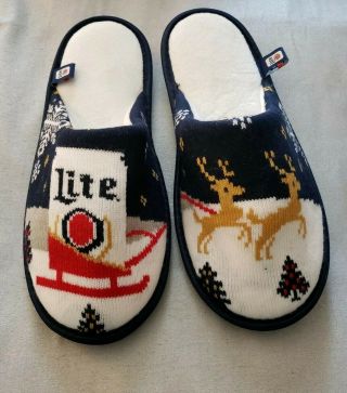 2019 Miller Lite Ugly Sweater Holiday Christmas Size Xl Slippers Beer