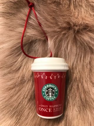 Starbucks 2005 Miniature To Go Hot Cup Christmas Ornament Only Happens