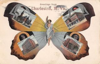 Charleston,  W.  Va Town Views In Wings Of A Butterfly 1908