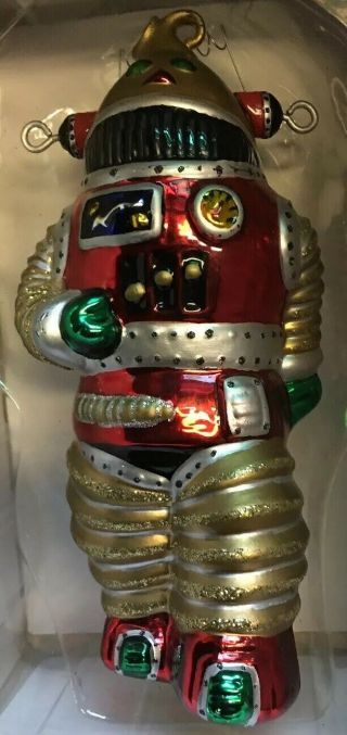 Vintage Robot On The Go Christmas Ornament Department 56 Mercury Glass 6 " Box