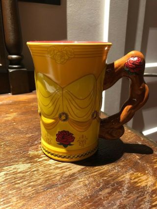 Beauty And The Beast Disney Belle Ceramic Yellow Gown Dress Bow Tall Coffee Mug