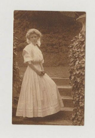 Old Vintage Photo Glamour Young Woman Fashion Dress Named 1910 Fd234